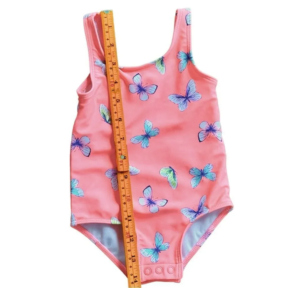 Carter’s Baby Girls One Piece Coral Butterfly Bow Detail Swimsuit. 12 Months.